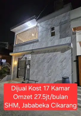 Dijual cepat kost Exclusive 17 Kamar di Jababeka [Nett ROI &gt;11%]