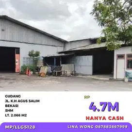 MURAH GUDANG KH AGUS SALIM - BEKASI UKR 2.066 M2 HARUS CASH