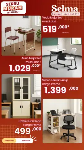 SET MEJA KURSI SEKOLAH PALING MURAH, LOKASI SELMA CIPINANG INDAH