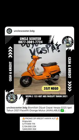 Vespa S125 Iget Tahun 2021 Facelift Orange