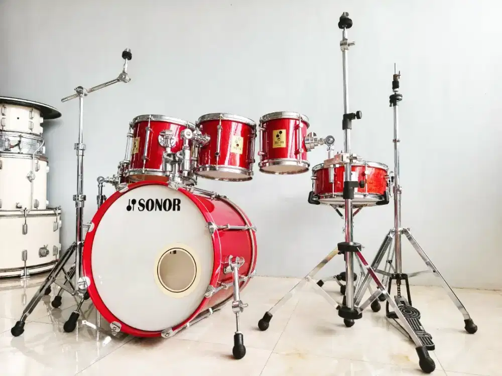 Sonor Force 3000 1990's Red Crimson Birch 6pcs Drum Set