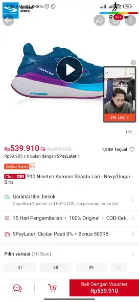 Dijual sepatu running Nineten Aurorarun