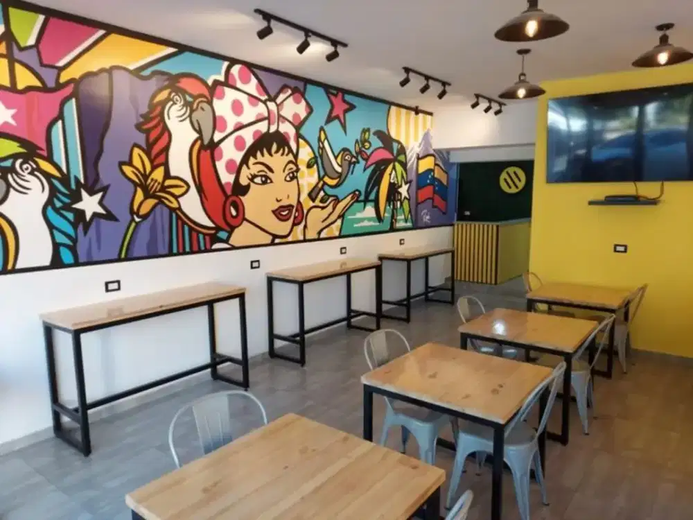 Meja kafe. Meja makan. Restoran