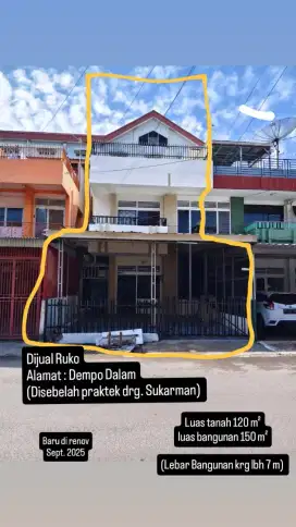 For SALE - Ruko tengah Kota. Uk.1pintu 1/2 (lebar ruko 7 m)