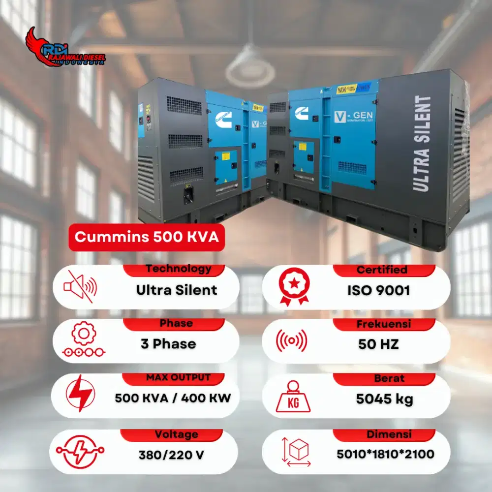 Genset ultra silent cummins 500 kva