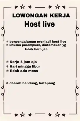 Lowongan kerja host live
