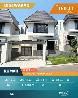Disewakan Rumah 2 Lantai Premium di Citraland Puncak Tidar Malang