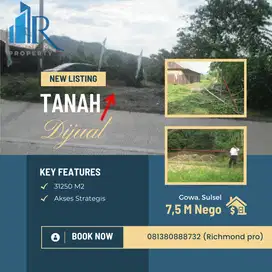 Jual Tanah 3 Ha di Gowa , lokasi strategis cocok untuk cluster !
