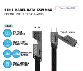 Kabel data 4 in 1 praktis dan multifungsi