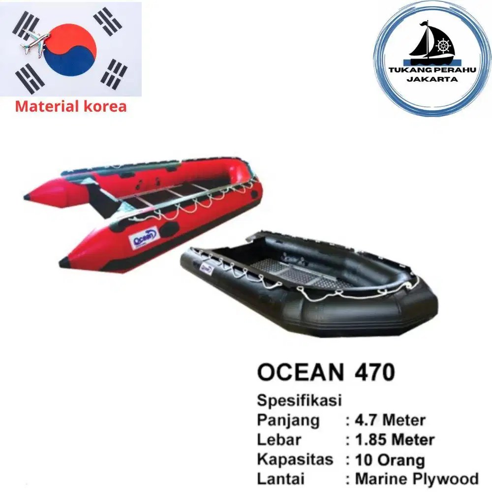 PERAHU KARET RESCUE TYPE 470 KAPSITAS 10 ORANG