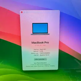 Macbook Pro M1 13 Inch Ram 8 Ssd 256 lengkap full set like Space Grey