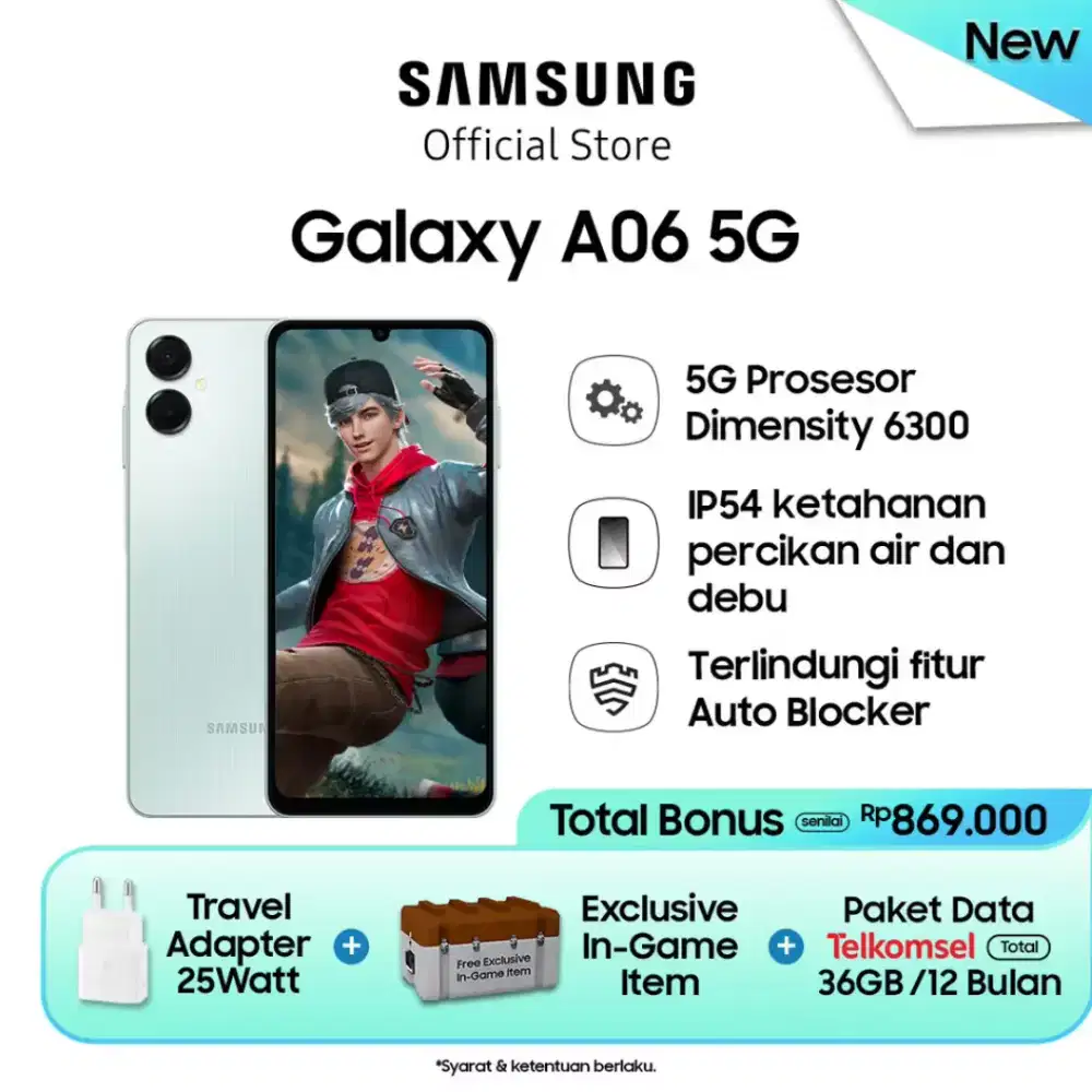 Jual HP Samsung A06 5G 6/128GB Light Green