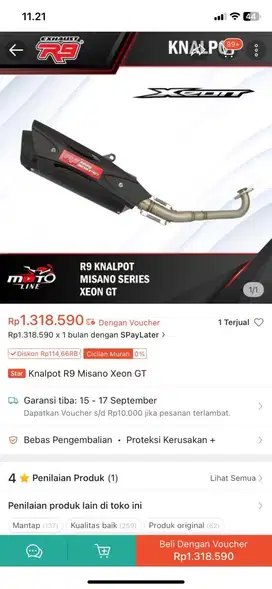 Knalpot R9 Misano xeon gt original