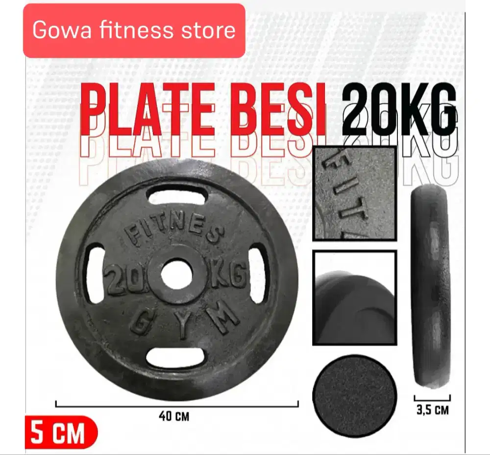 Plate besi 20kg diameter 5cm