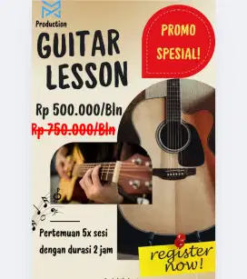 Kursus gitar murah 5x pertemuan dalam 1 bulan ( Promo spesial )
