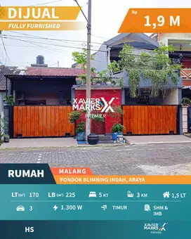 Rumah Terawat di Blok Depan PBI Blimbing Araya Malang Furnished