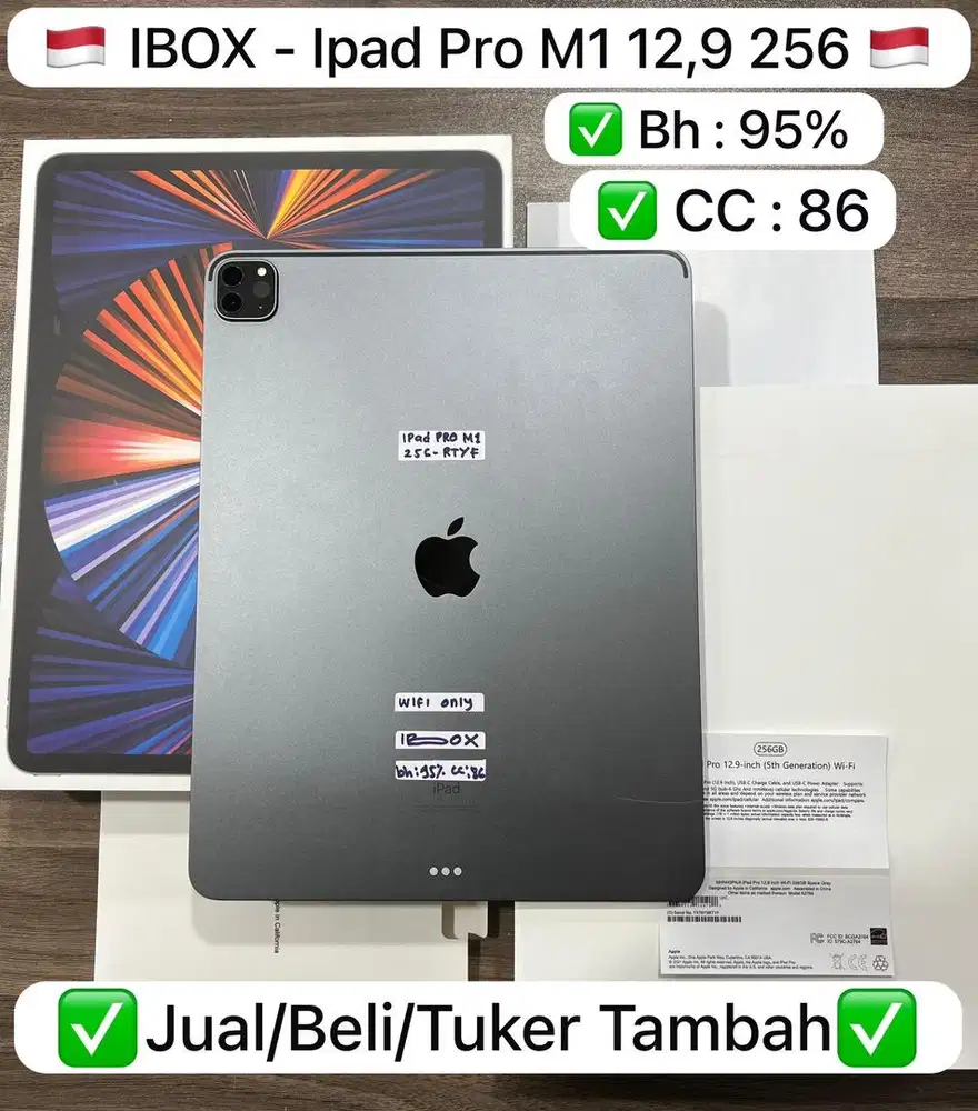 Ipad Pro M1 256 Gb 12,9 inch Space Gray bh 95%