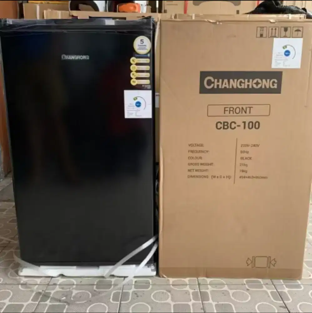 Changhong lemari es kulkas 1 pintu kapasitas 100 liter CBC 100 black