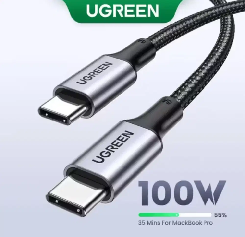 Ugreen PD 5A Upto 100W Type C to C Hitam 1m Ori