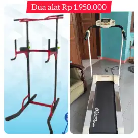 Dijual dua alat treadmill elektrik + chin up bar kondisi layak pakai