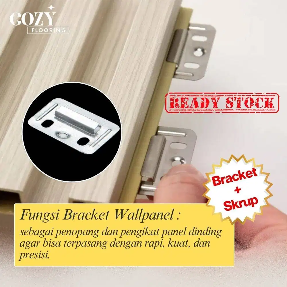 Klip bracket dan skrup wallpanel | bracket WPC panel dinding | pengait