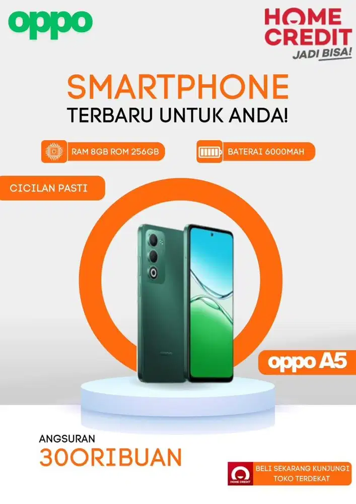 CICILAN OPPO A 5 TANPA DP DAN CICILAN RINGAN DI HOME CREDIT