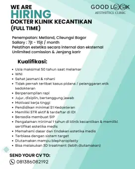 Lowongan Kerja Dokter Aesthetic