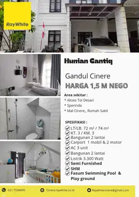 Di jual rumah cluster cantik di cinere