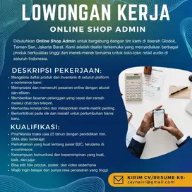 Lowongan Admin E-Commerce / Online Shop Audio System (Toko Glodok)