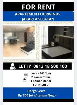 Apartemen Fourwinds Kebayoran Lama Rp 290 Juta/ tahun Nego