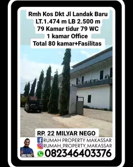 Rumah Kos Dkt Jl Landak Baru LT 1.474 m LB2.500 Kmr 80 WC 80