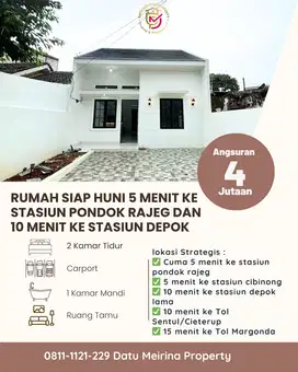 Rumah baru siap huni DP 0% Free biaya Akses 10 menit ke stasiun Depok