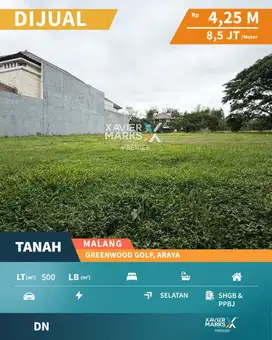 Tanah Kavling Di Boulevard Cluster Greenwood Golf Kota Araya Malang