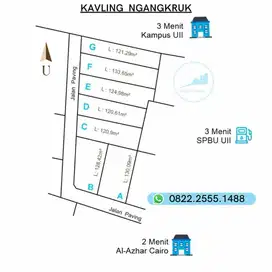 Tanah Kavling Dekat Kampus UII Terpadu, Utara Sekolahan Al Azhar Cairo