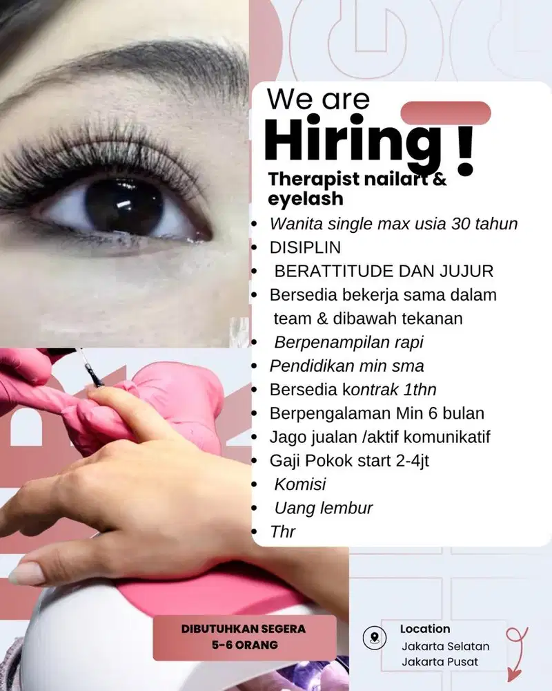 Lowongan therapist nailart & eyelash