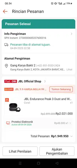 Jual JBL Endurance Peak 3 Dust and Water Proof True Wireless Active