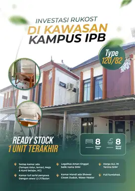 Dijual Kos Kosan Full Tersewa 8 Kamar Dekat IPB Dramaga, Harga Nego
