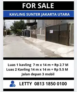Kavling Sunter Jakarta Utara Rp 2.75 M Nego