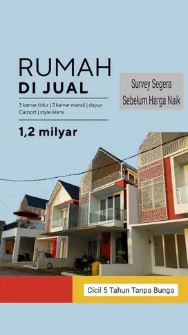 Rumah Mewah 3 Lantai di Cibubur hanya 1,2 M, Cicil 5 Tahun Tanpa Bunga