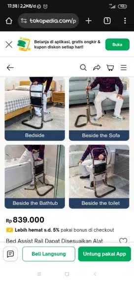Bed Assist Rail alat bantu bangun lansia anti selip