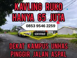 KAVLING RUKO DEKAT KAMPUS UNHAS PINGGIR JALAN ASPAL