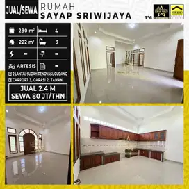 80jt per th Disewakan Rumah kembar sriwijaya / Dijual 2,4 M lt280/ 222