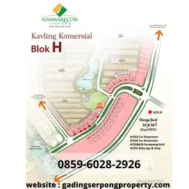 Harga jual 20 juta per meter (Exclude PPN) Kavling Blok H Summarecon
