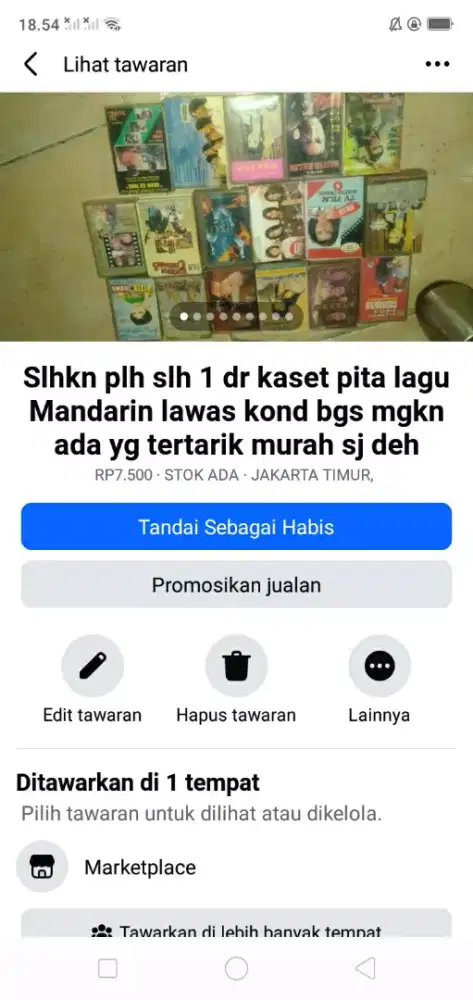 Slhkn plh slh 1 dr kaset pita lagu Mandarin jadul kond bgs hrg nurah