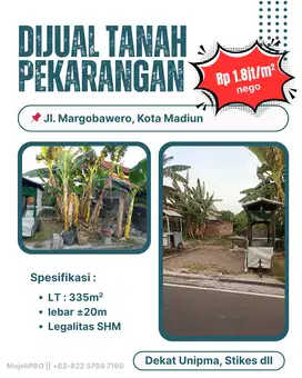 Tanah Murah Jalan Margobawero Kota Madiun