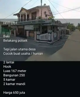 Dijual cepat rumah di Bak Dekat polsek