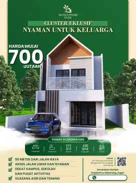 Rumah mangunsari cluster eklusif dekat Unnes 50 meter dari jalan raya