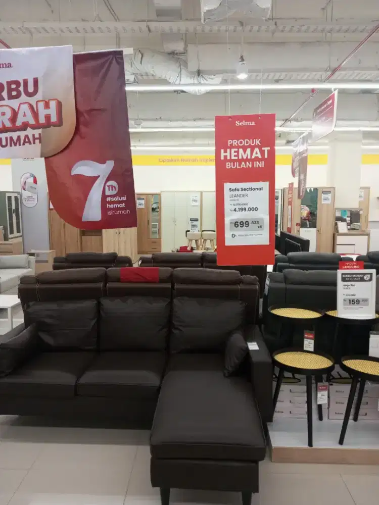 Sofa L kulit bundling meja sudut