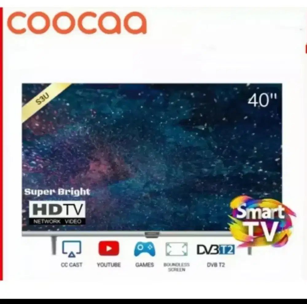 Murah smart tv coocaa 40in tipe 40s5c bs youtube dan wifi