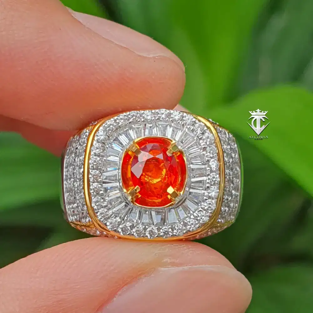 Batu Permata Natural Top Crystal Red Orange Sapphire 0.86 Ct GRI Memo